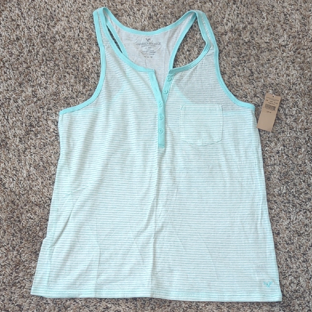 American Eagle Outfitters Light Blue Striped Tank Top